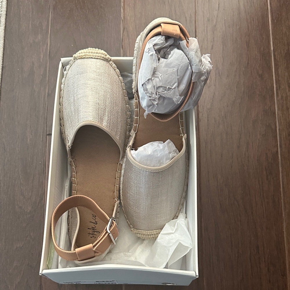 Style & Co. Gold shine Canvas Espadrille Flats